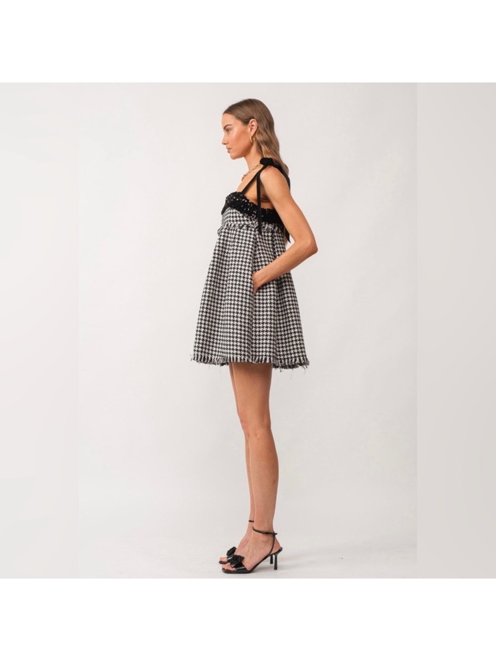 Sofie the Label Sequin Houndstooth Babydoll dress Holiday Party Dance